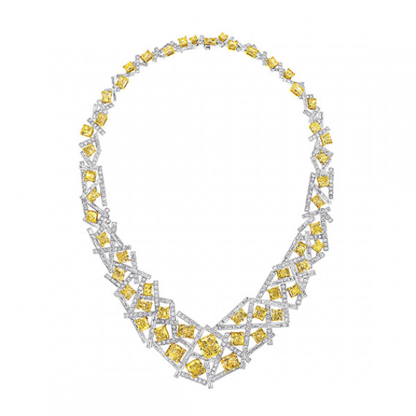 Yellow & White Diamonds Necklace, Threads Collection