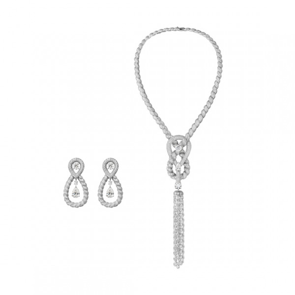 Flying Cloud Collection, Endless Knot necklace and earrings