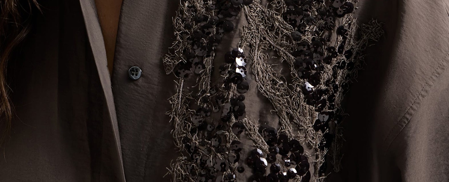 Robe en popeline de coton technique avec broderie Dazzling Seabed
