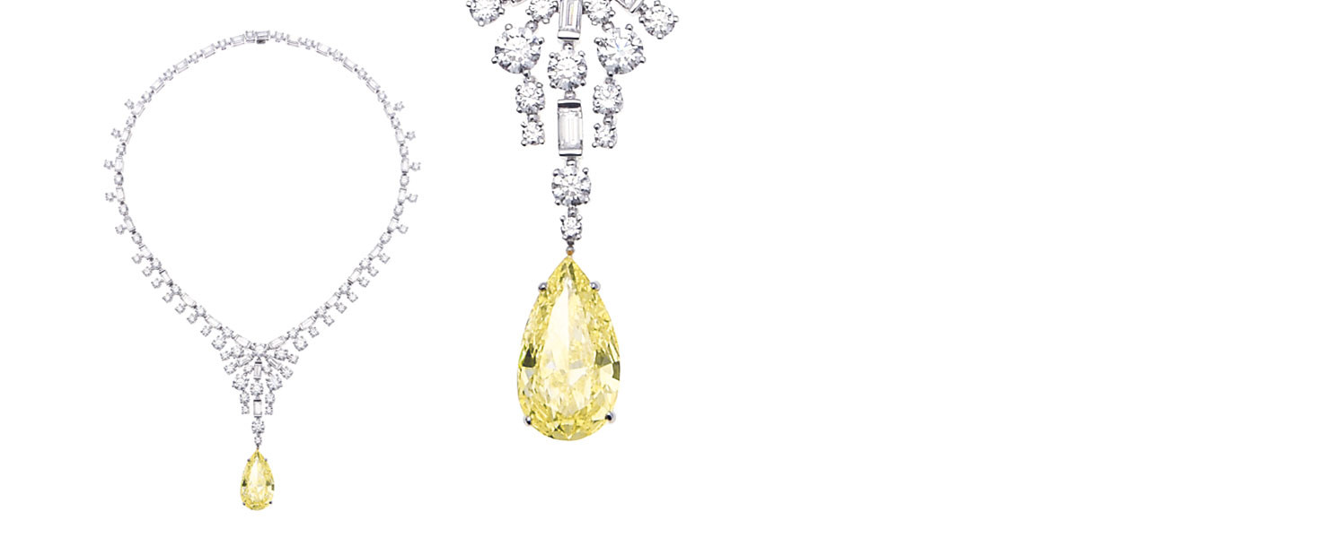 Yellow diamond and diamond necklace