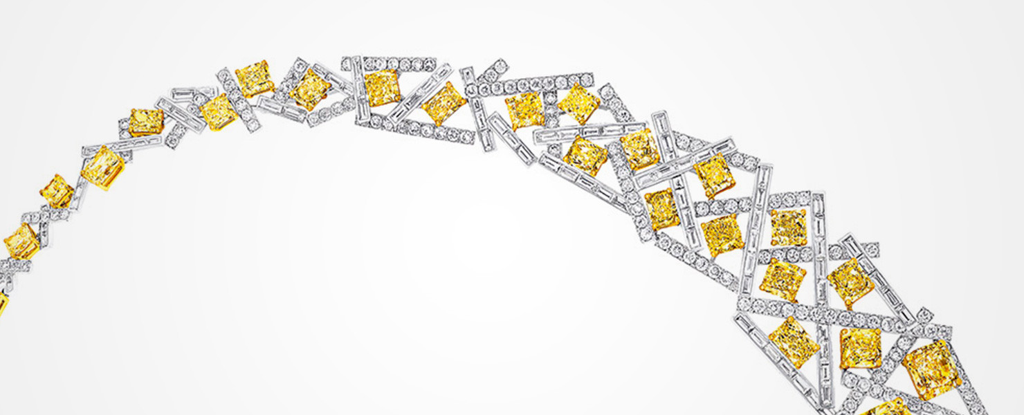 Yellow & White Diamonds Necklace, Threads Collection