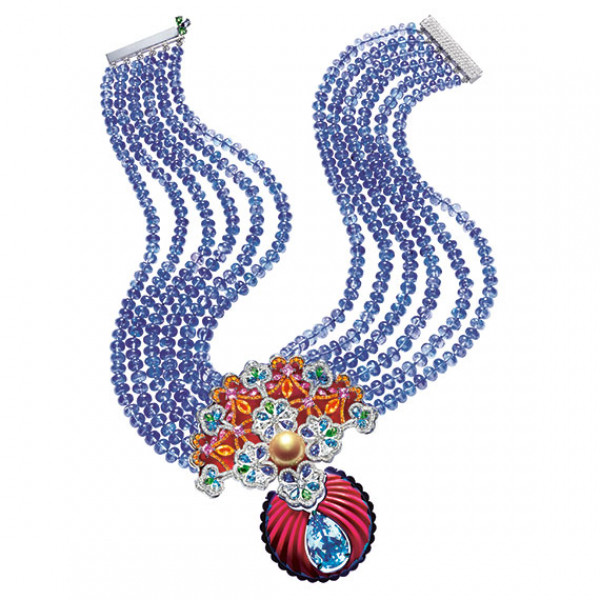 Aquamarine and tanzanite necklace